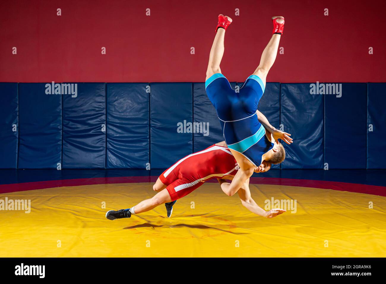 The Concept Of Fair Wrestling. Two Grecoroman Wrestlers In Sportwears