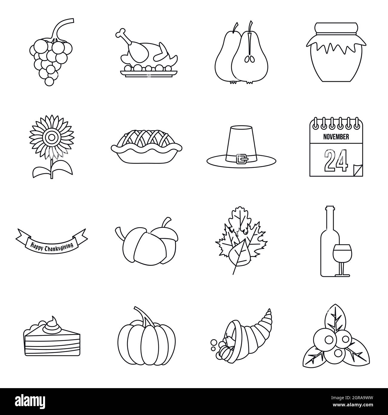 Thanksgiving icons set, outline style Stock Vector Image & Art - Alamy
