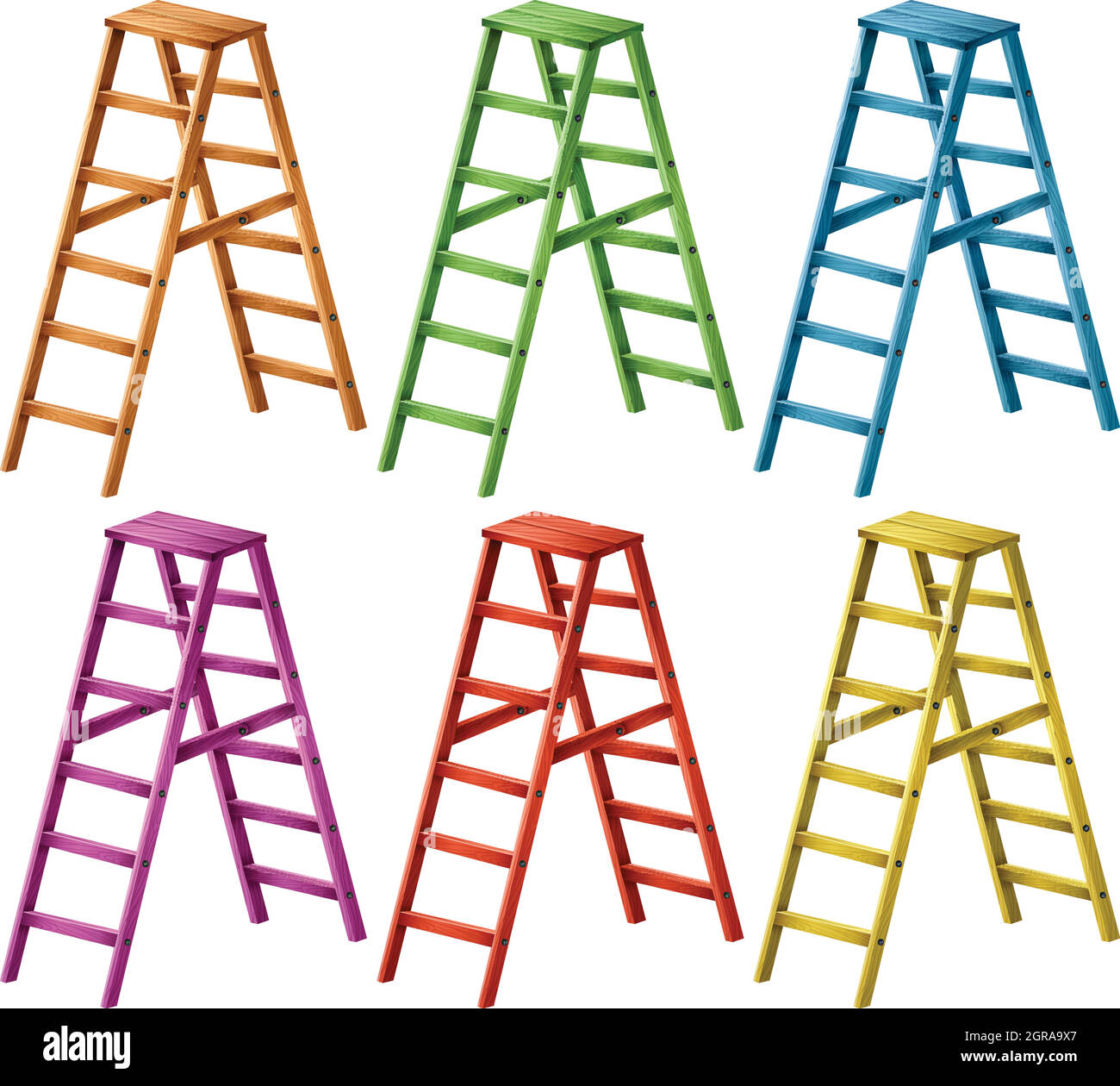 Ladder in six colors Stock Vector