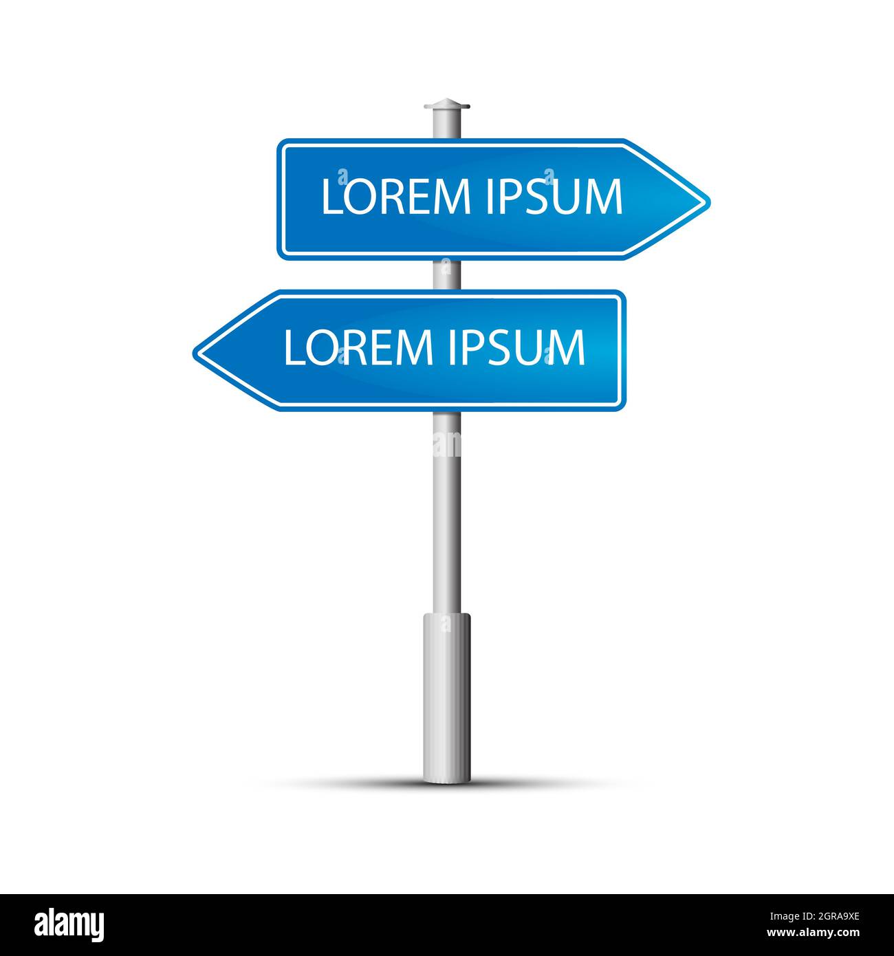 road sign with two blue arrows. A direction indicator with a place for