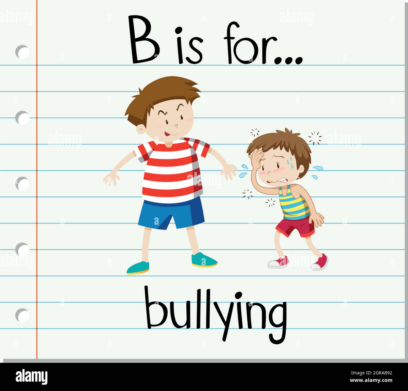 Flashcard letter B is for bullying Stock Vector