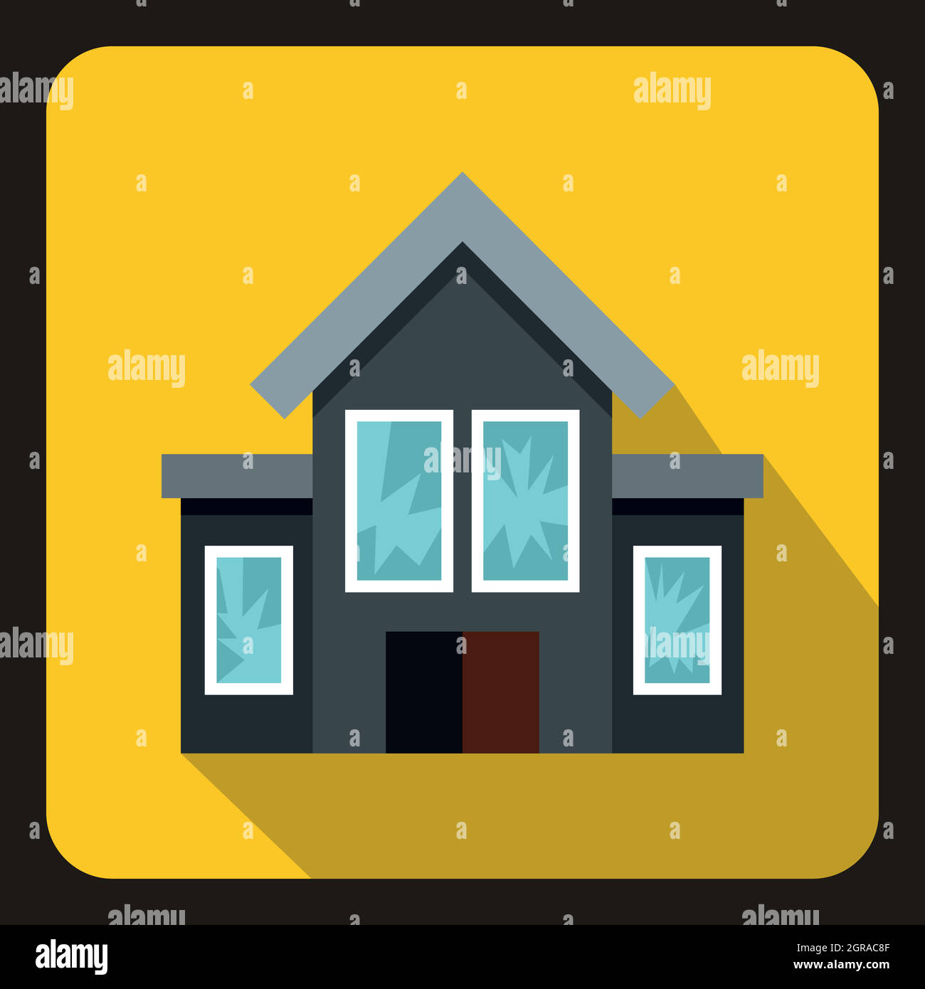 House with broken windows icon, flat style Stock Vector