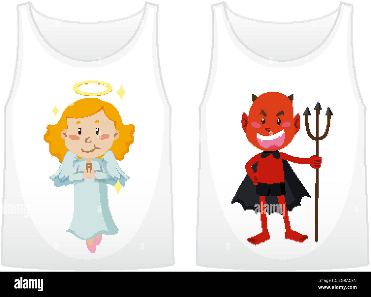 Two shirts design with angel and devil Stock Vector