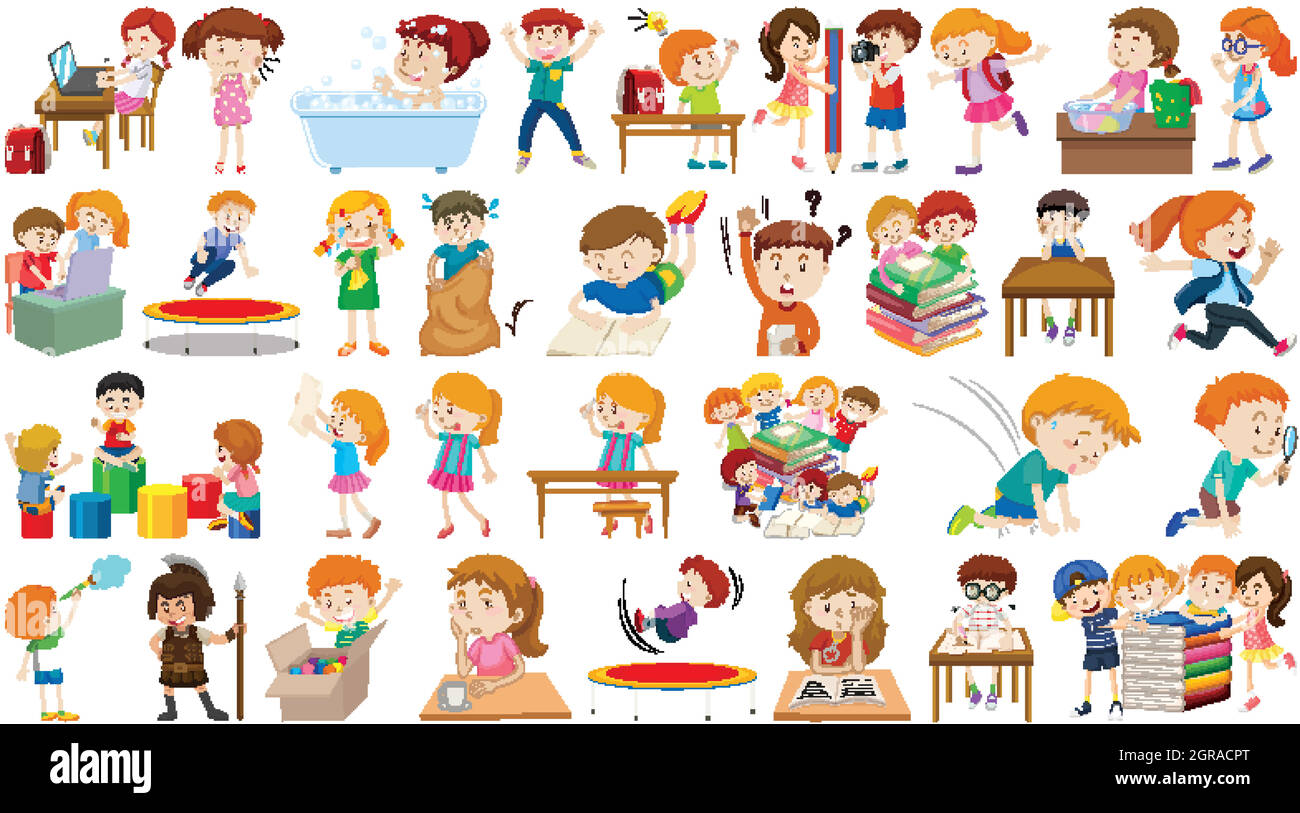 Set of cute kids cartoon character Stock Vector Image &amp; Art - Alamy