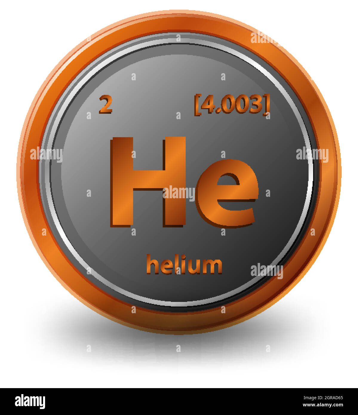 Helium chemical element. Chemical symbol with atomic number and atomic