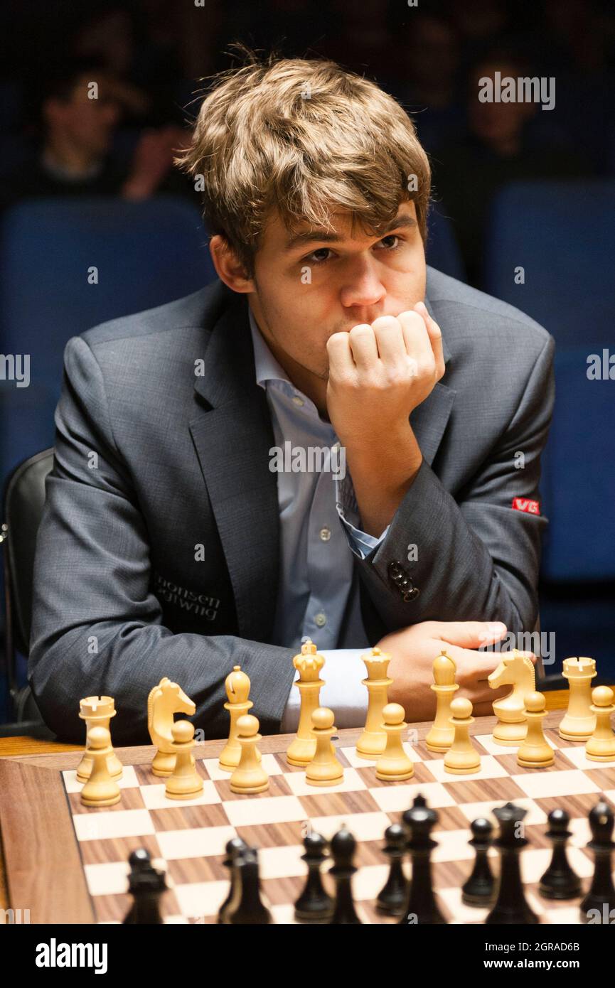 Magnus Carlsen of Norway, worlds number one ranked chess player, taking  part in The FIDE World Chess Candidates' Tournament, London, Britain. The  winner of the tournament, will compete for the world title