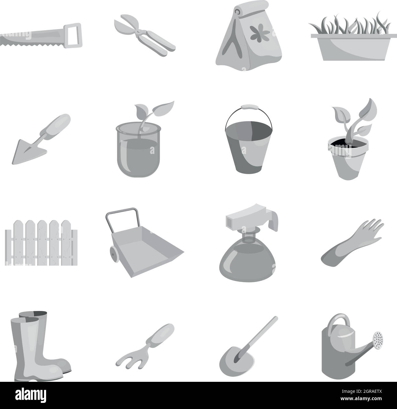 Gardening icons set, black monochrome style Stock Vector Image & Art ...