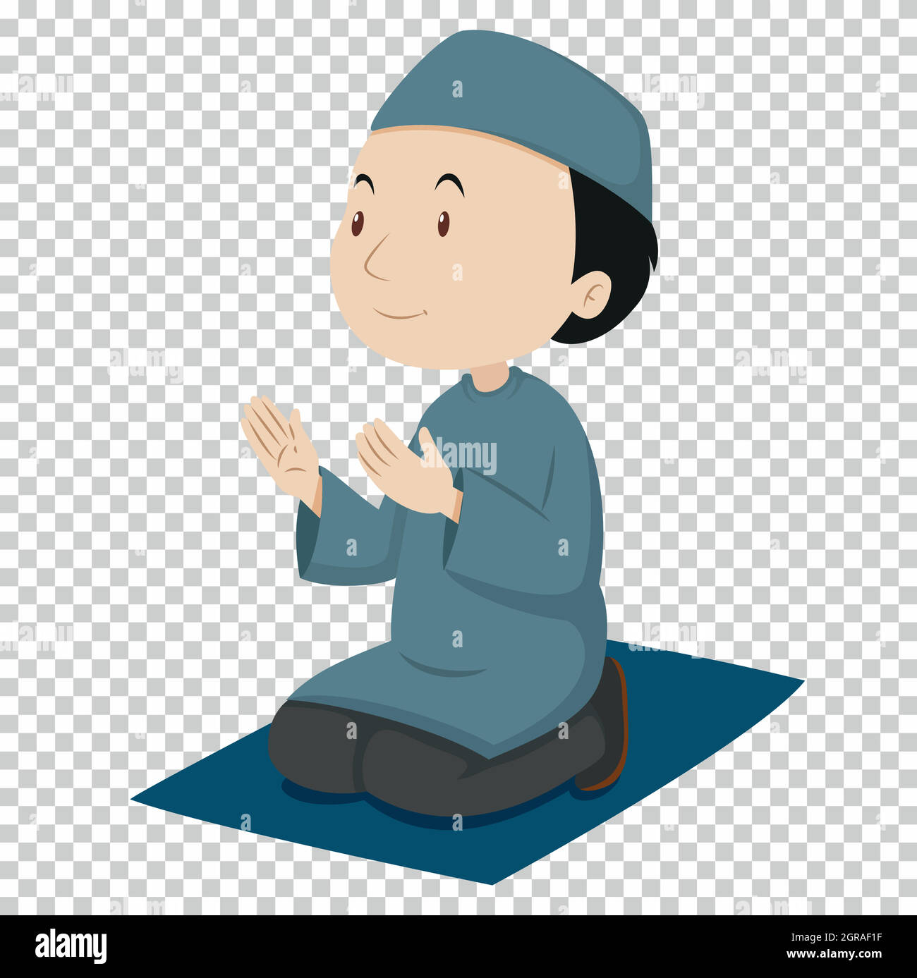 Muslim man praying on blue mat Stock Vector Image & Art - Alamy