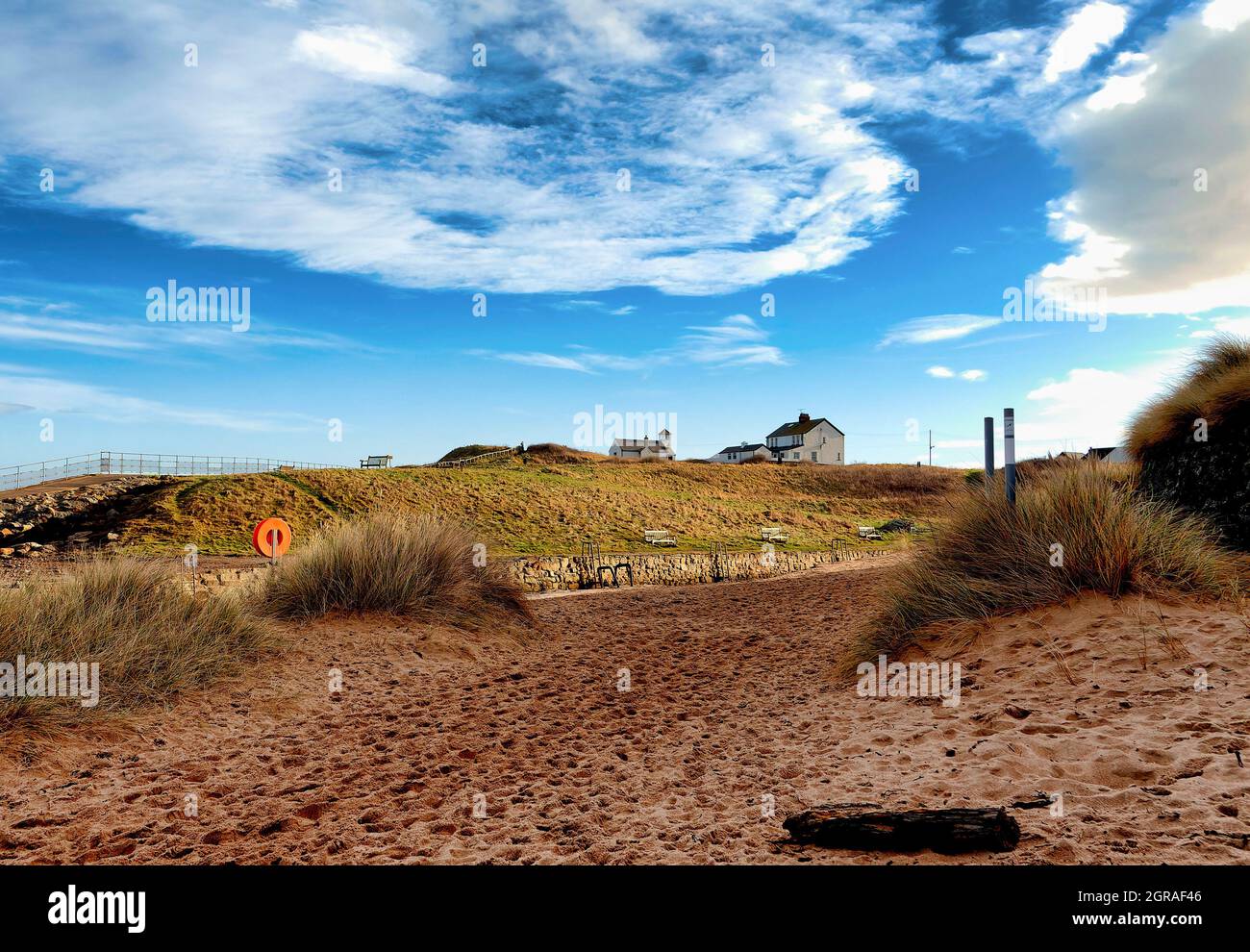 Houses On The Headland At Seaton Sluice In Northumberland, England Stock Photo Alamy