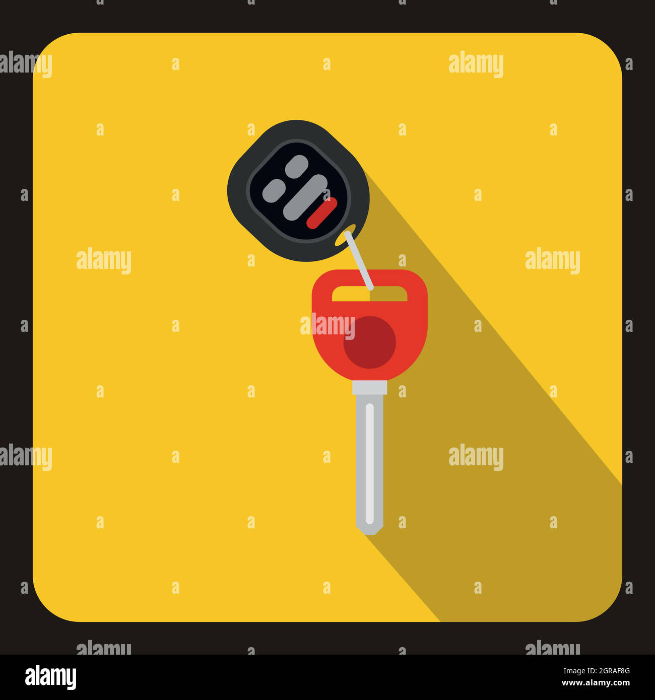 Car key with remote control icon, flat style Stock Vector