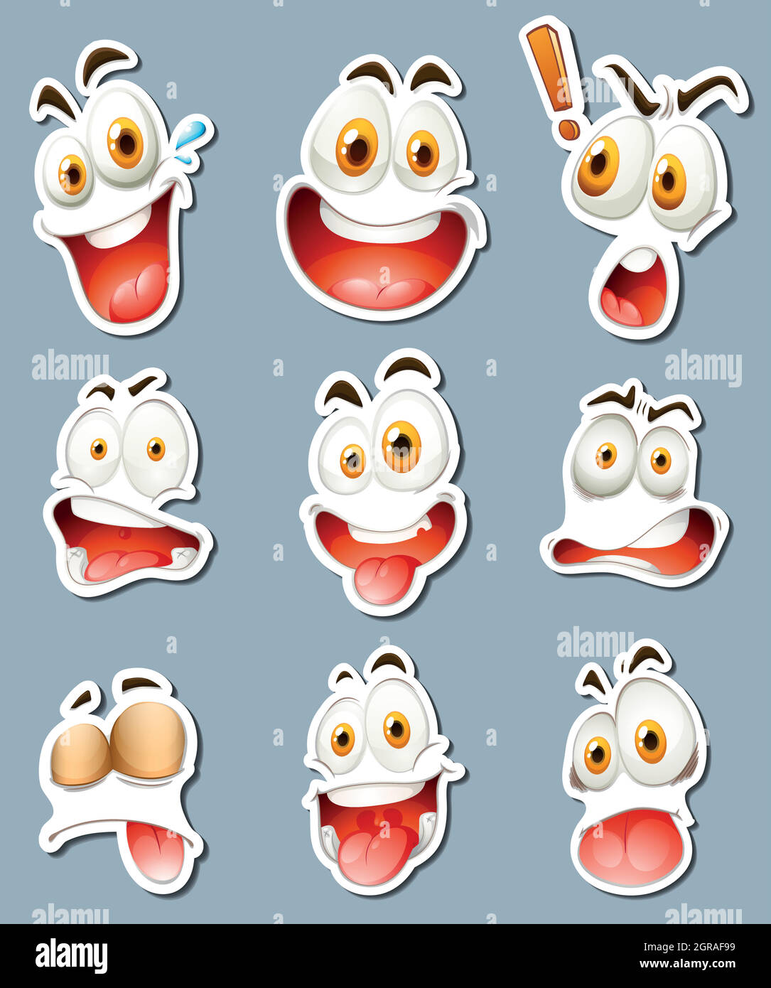 Sticker design for facial expressions Stock Vector