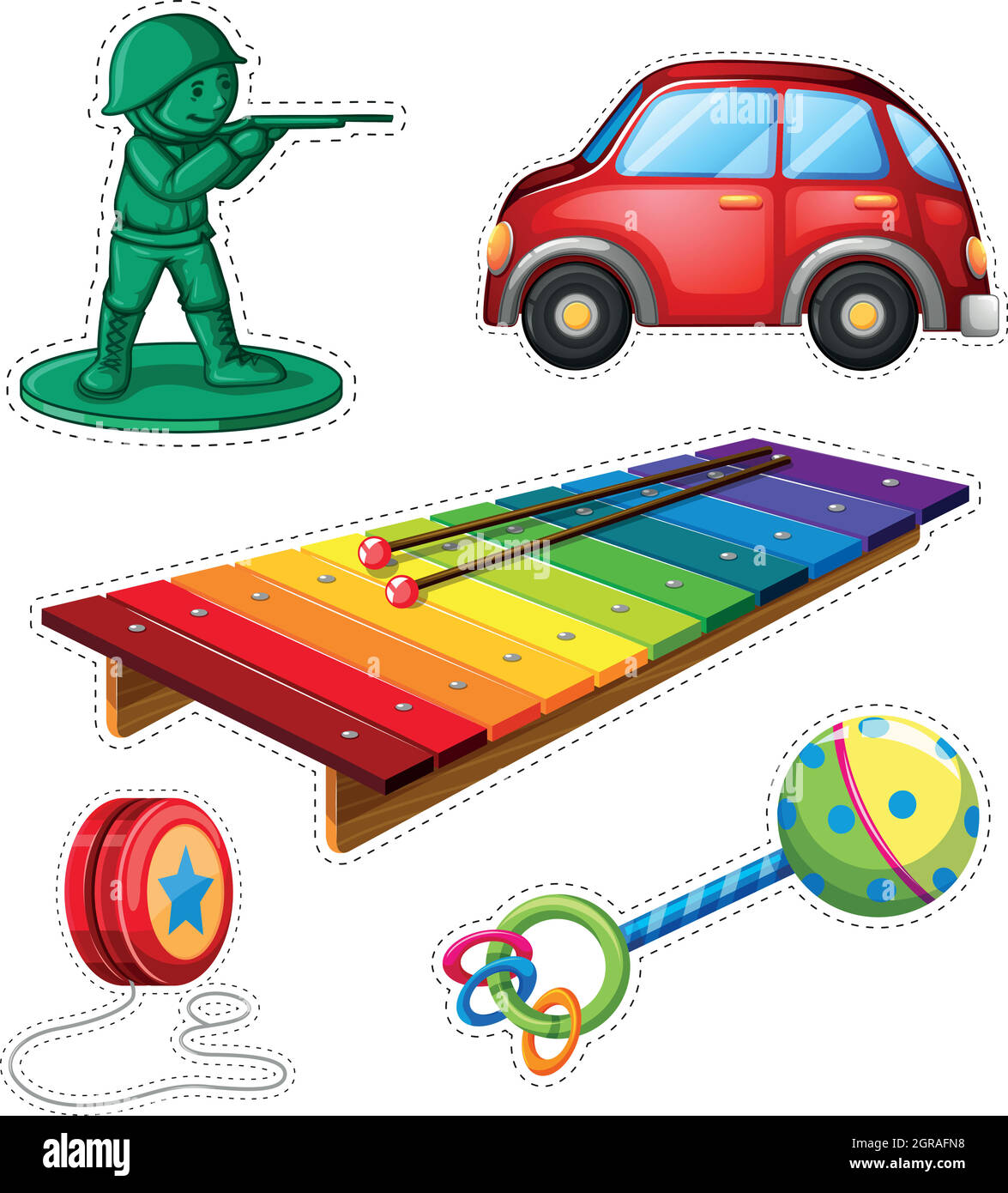 Sticker set with different toys Stock Vector Image & Art - Alamy