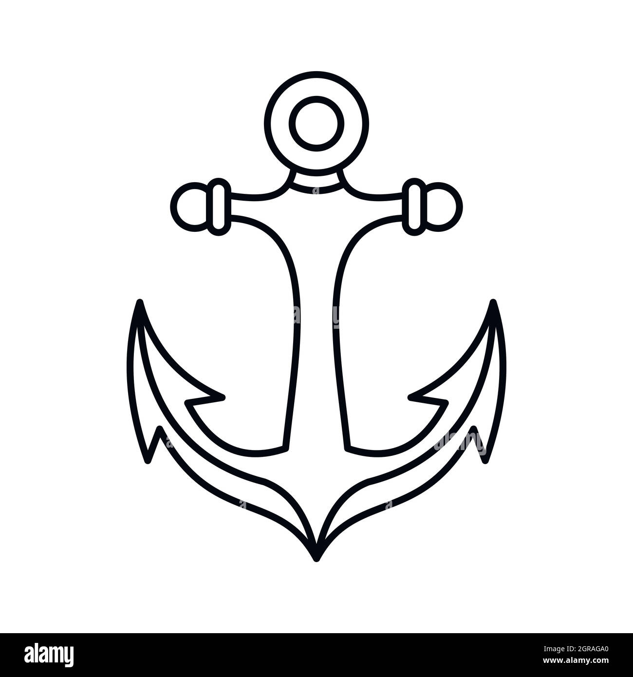 Anchor icon, outline style Stock Vector