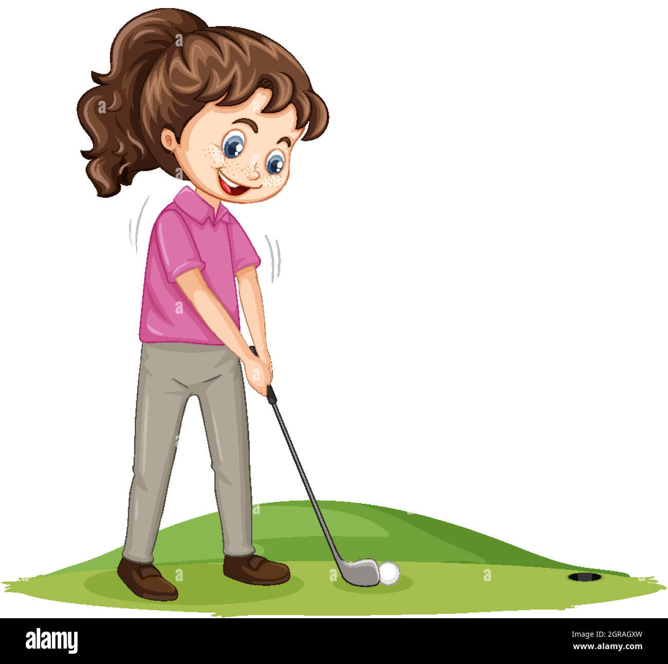 Young golf player cartoon character playing golf Stock Vector Image