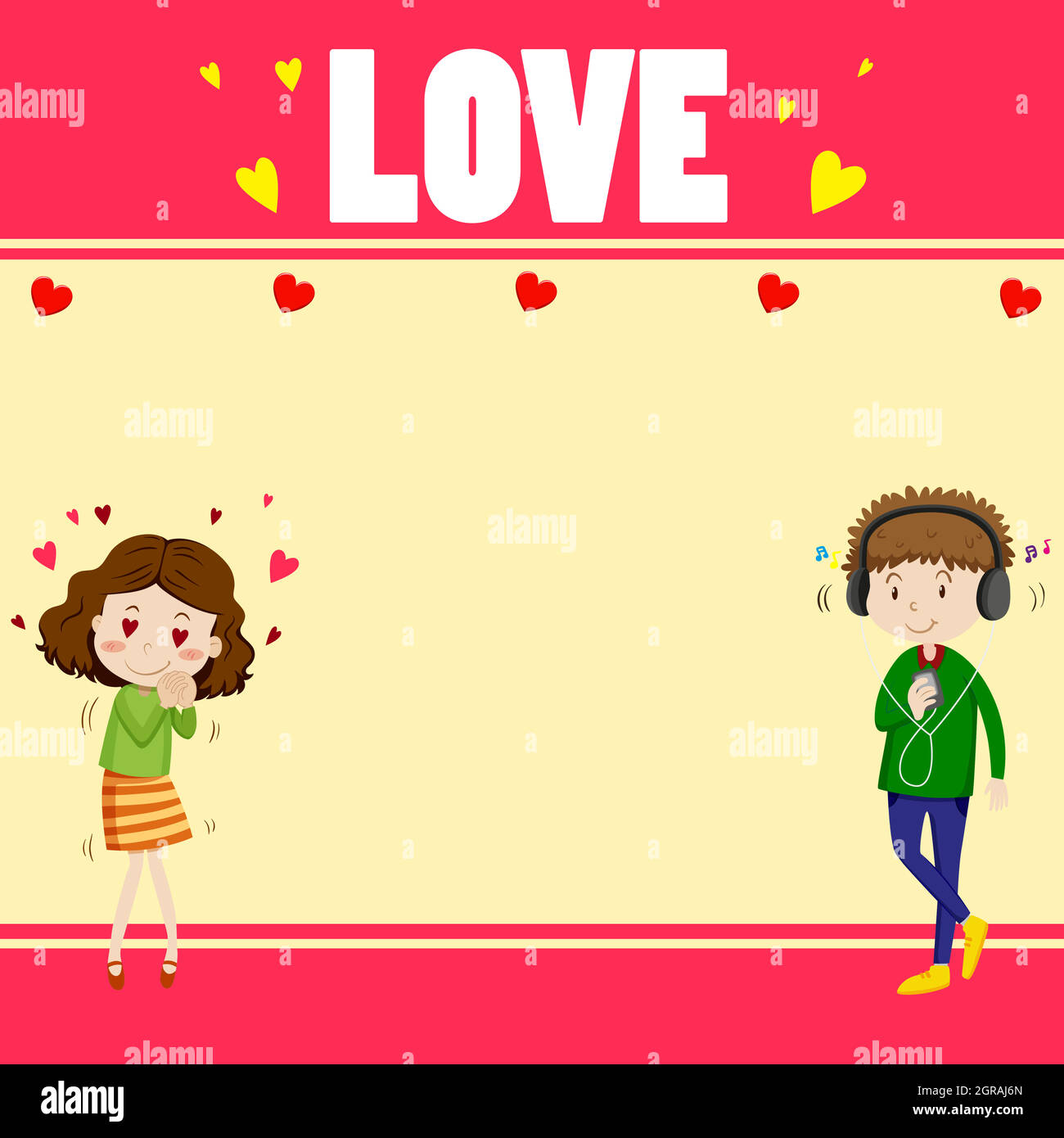 Border design with lovers Stock Vector