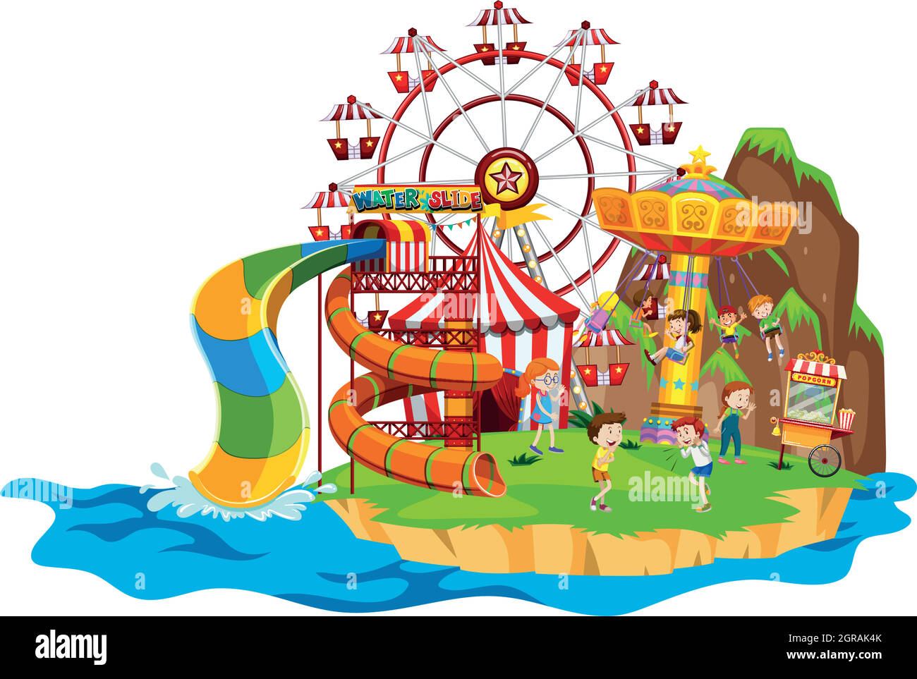 Scene with children playing rides Stock Vector Image & Art - Alamy