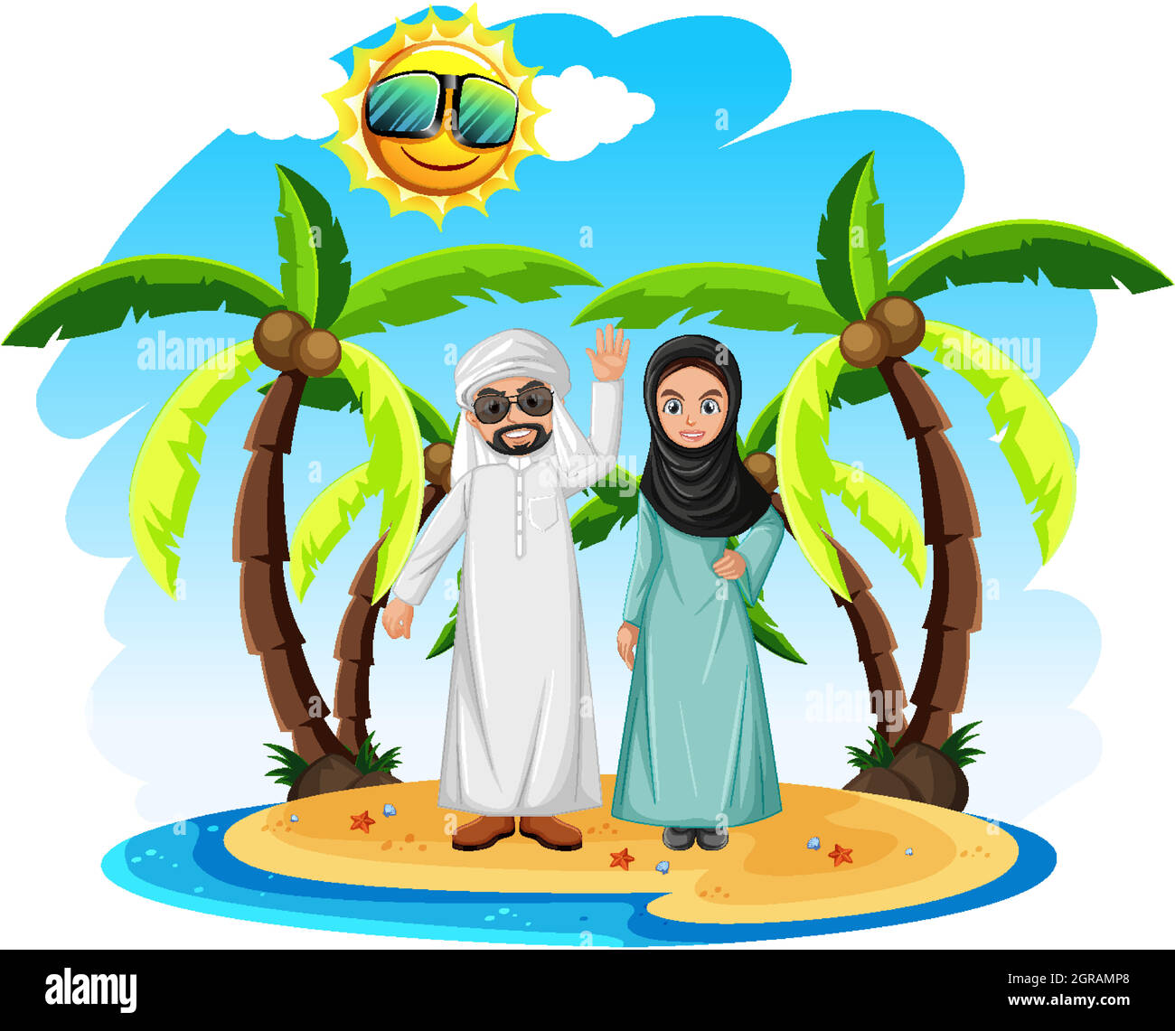 Arabian couple on holiday Stock Vector