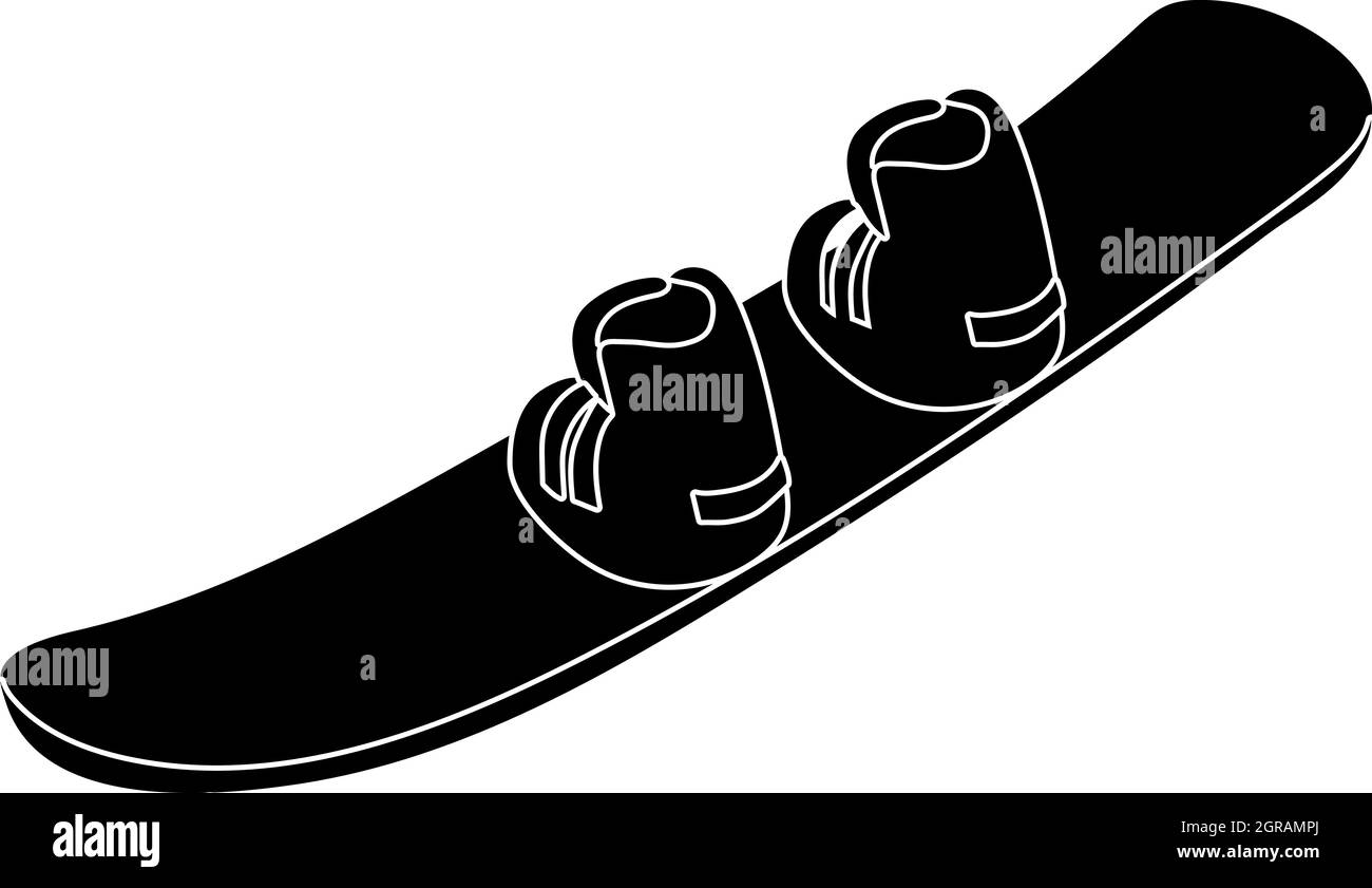Snowboard with boots icon in simple style Stock Vector