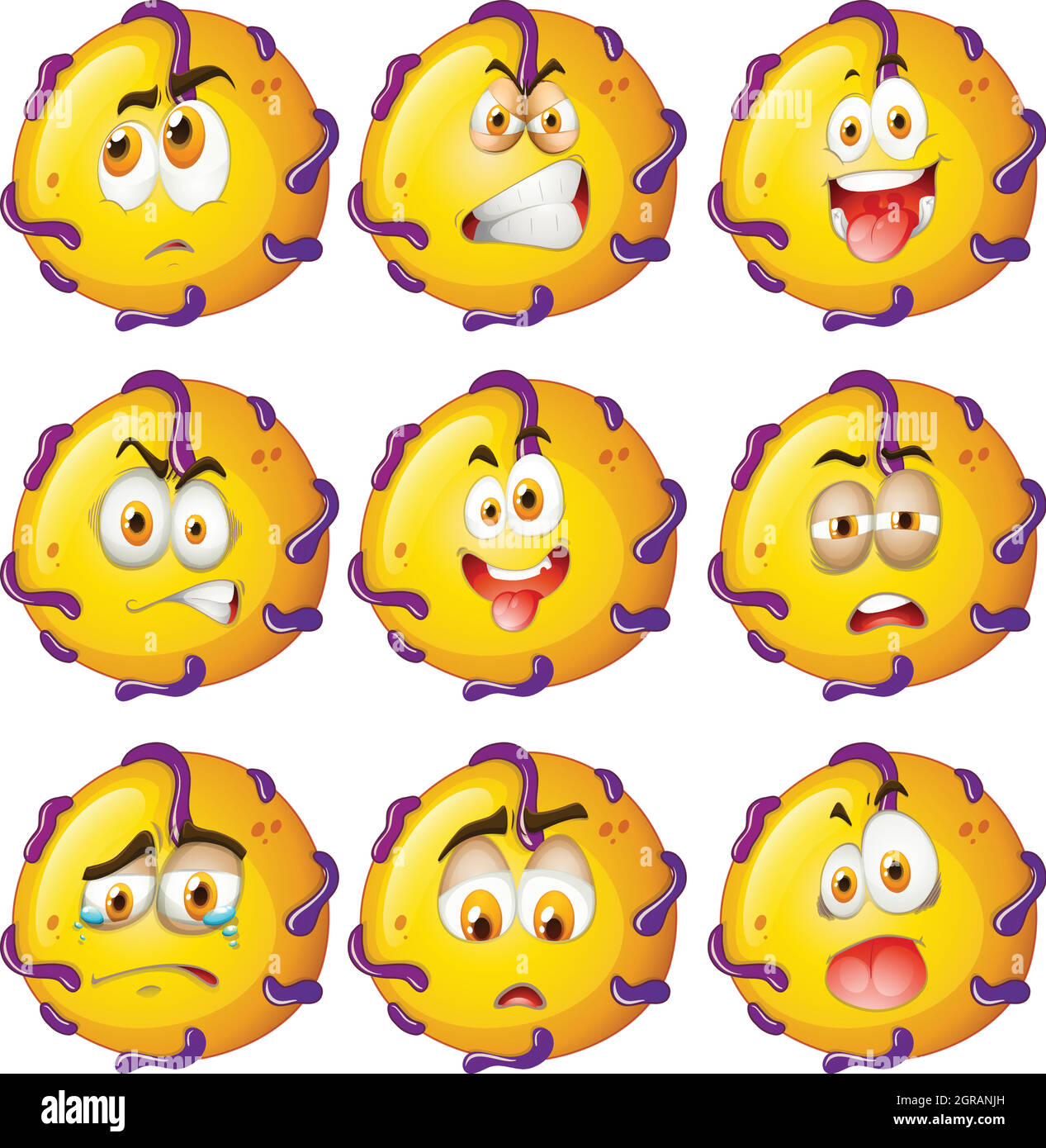Yellow critter with facial expressions Stock Vector