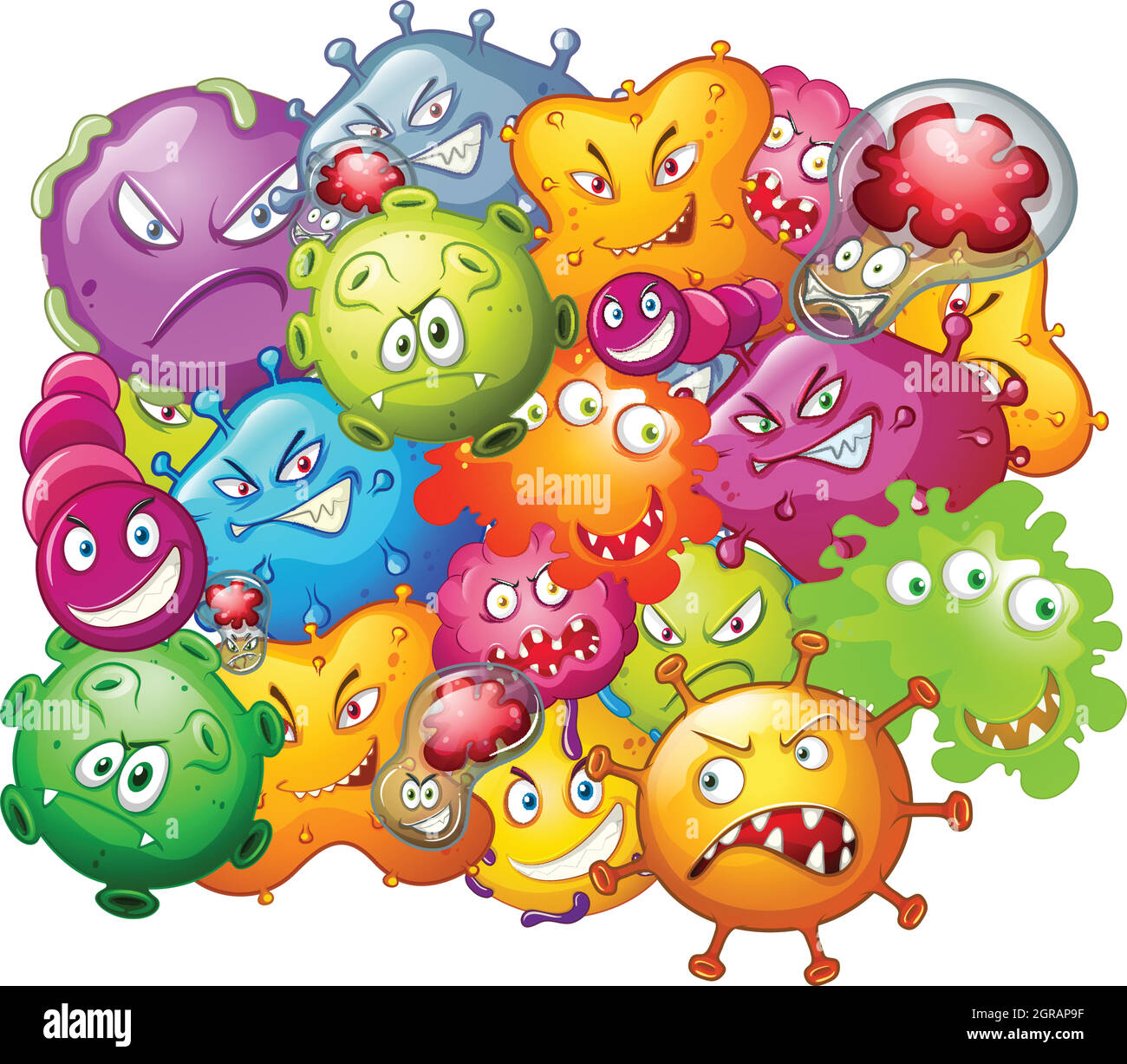 Germs with monster face Stock Vector