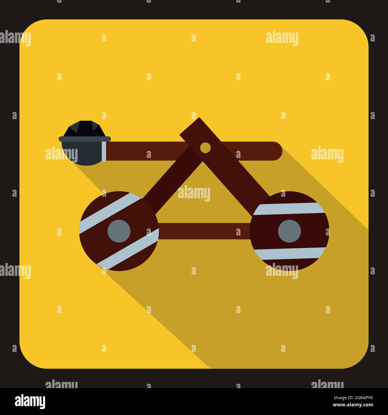 Medieval wooden catapult icon, flat style Stock Vector