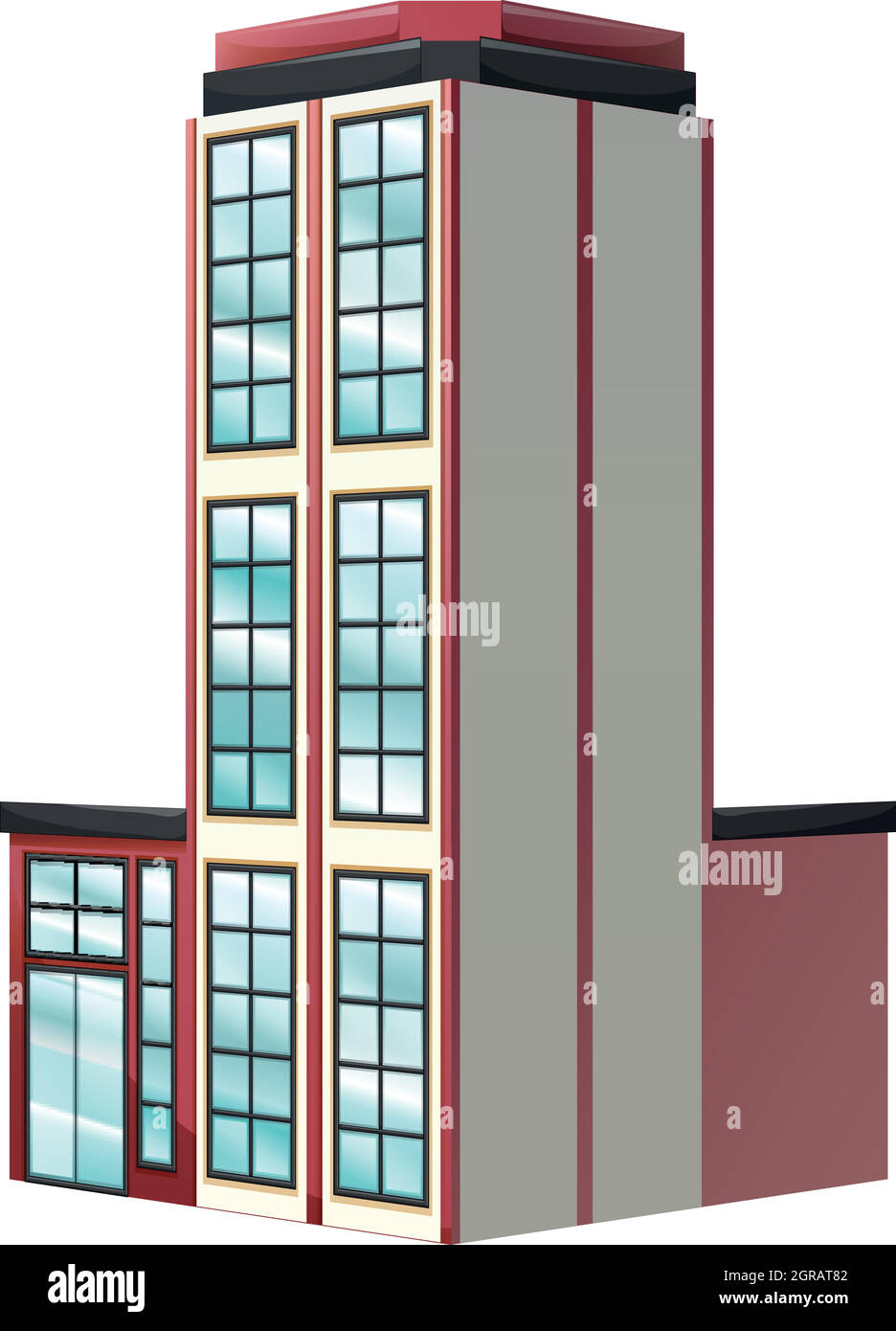 Architecture design for apartment building in red Stock Vector