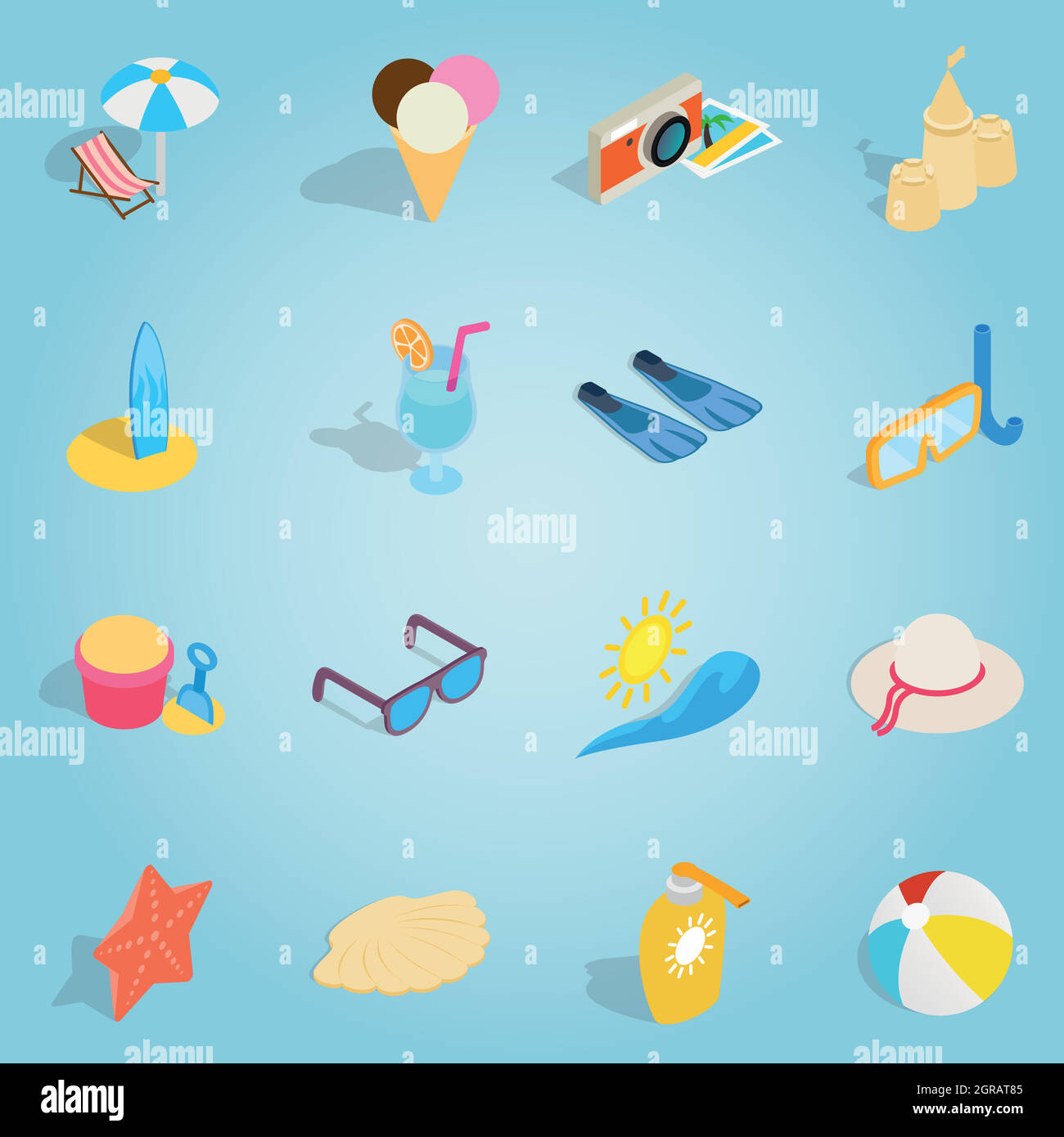 Beach set icons, isometric 3d style Stock Vector Image & Art - Alamy