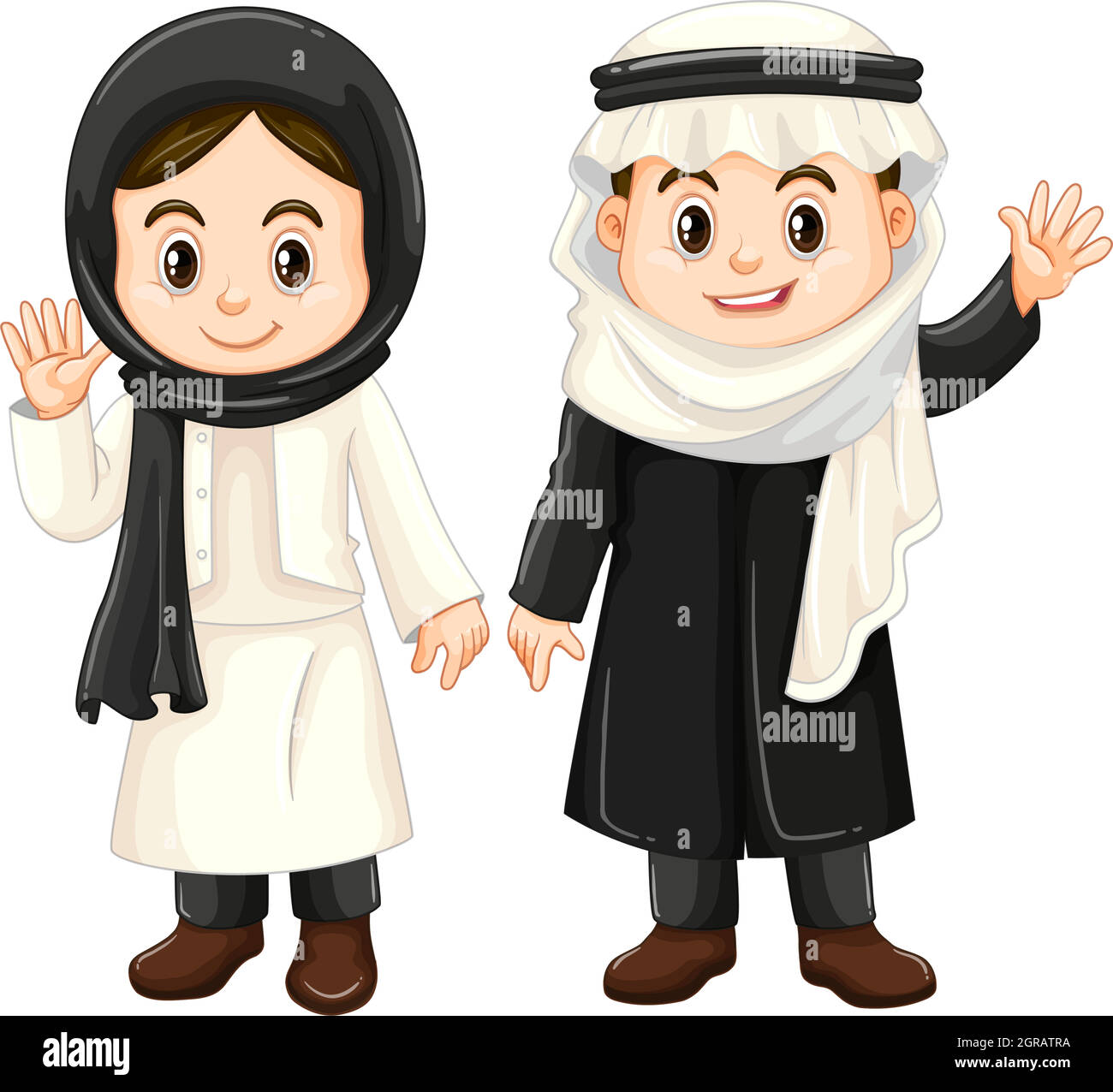 Boy and girl in Kuwait costumes Stock Vector Image & Art Alamy
