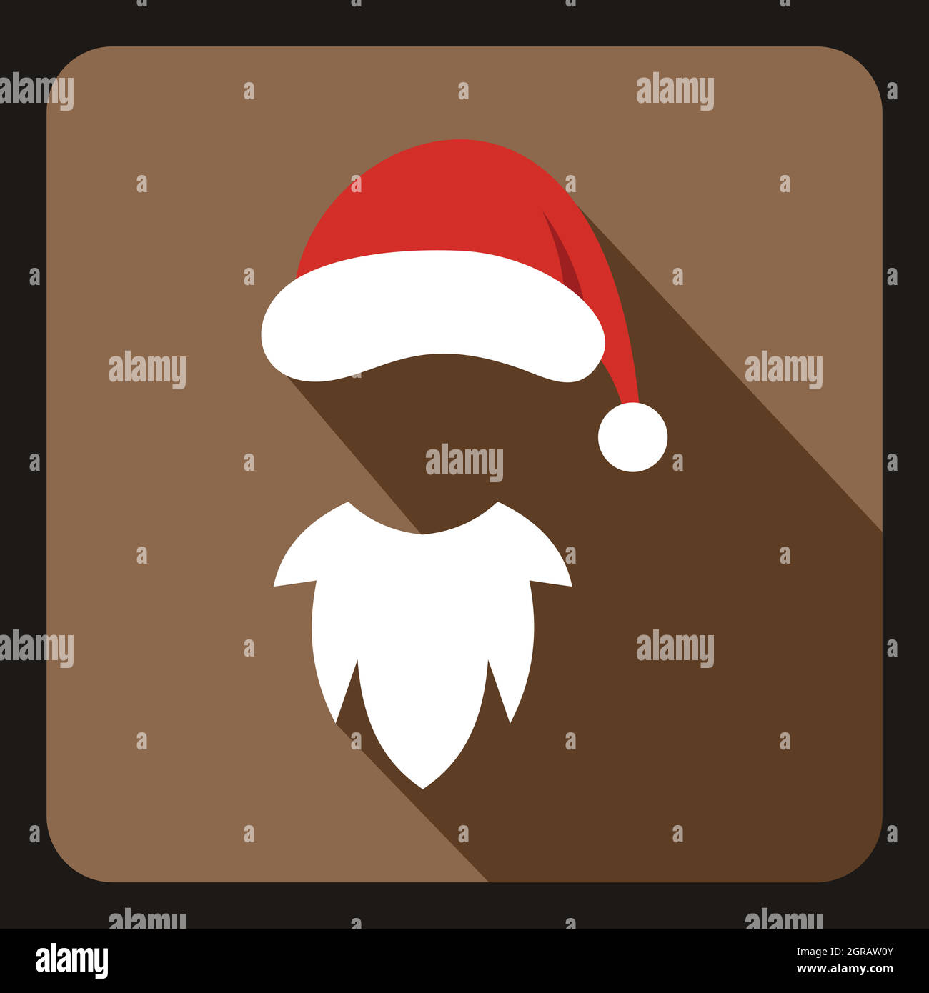 Hat with pompom and white beard of Santa Claus Stock Vector