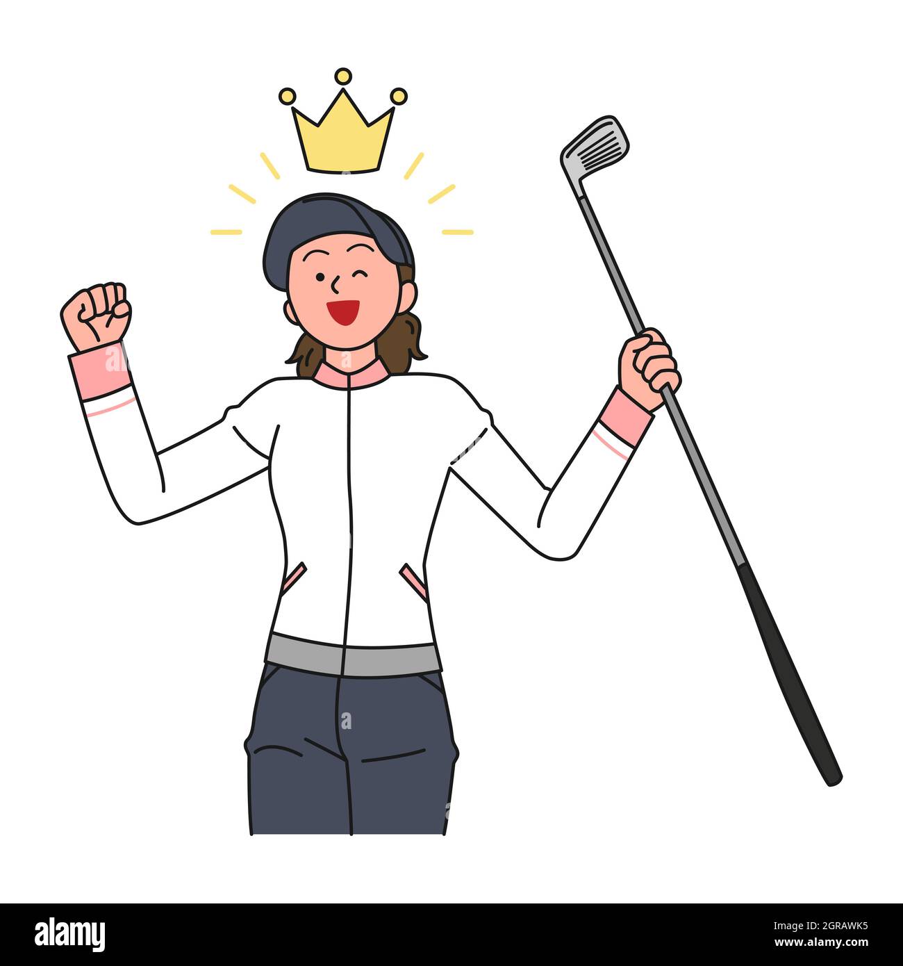 female golfer celebrating golf hole in one or buddy Stock Photo Alamy