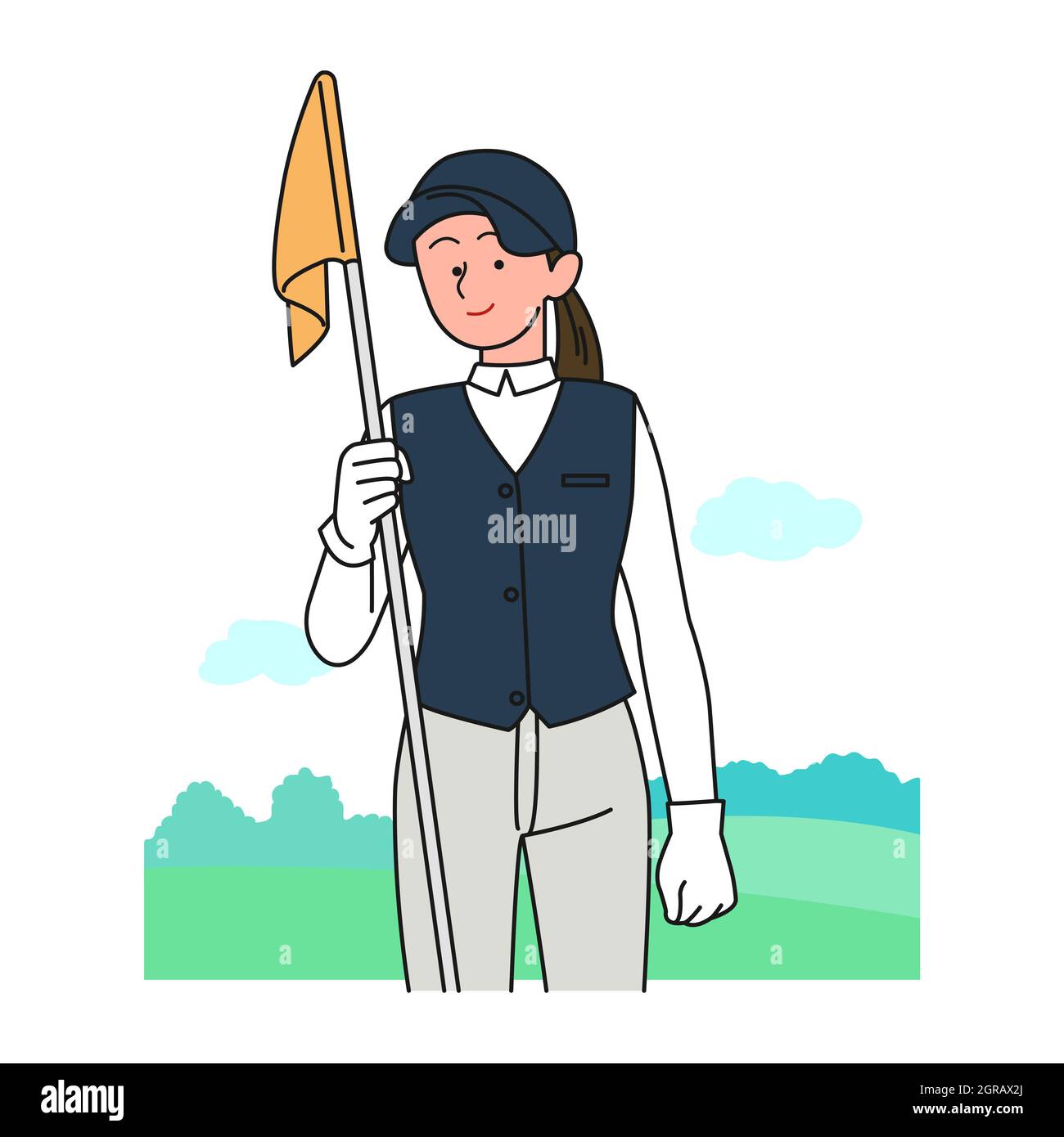 Golf caddy holding flag Cut Out Stock Images & Pictures Alamy