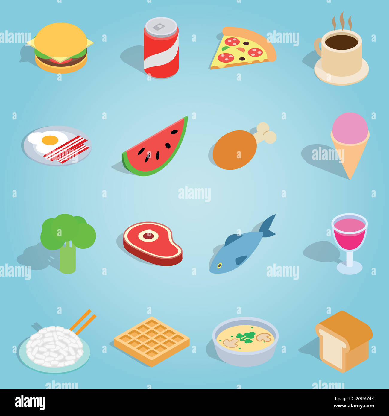 Dinner set icons, isometric 3d style Stock Vector