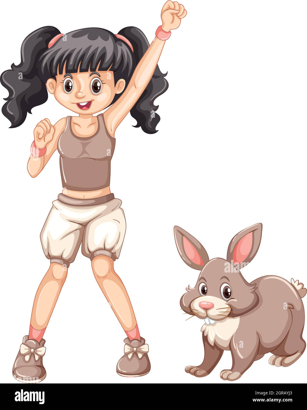 Cute girl and little bunny Stock Vector