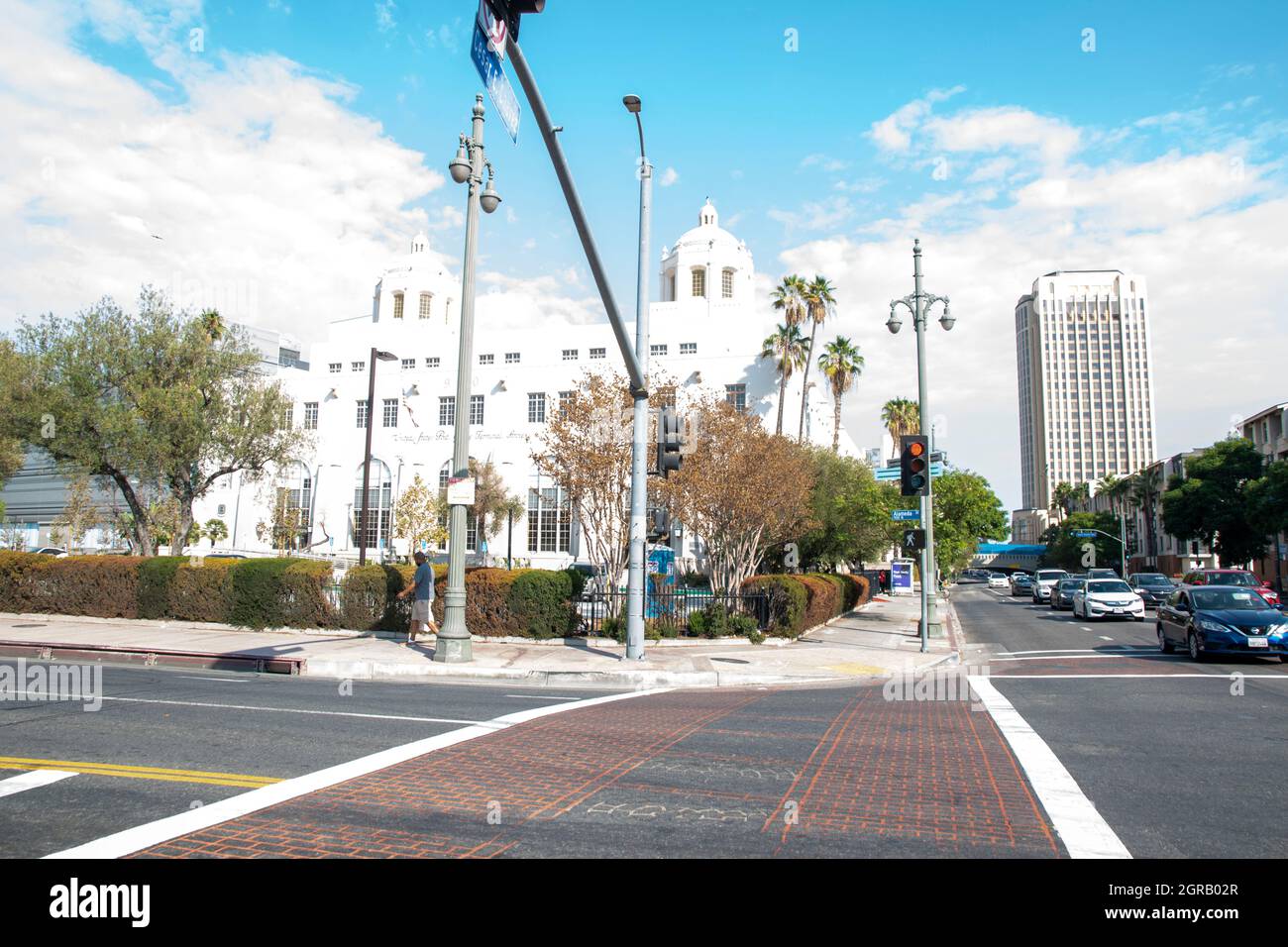 The post office in downtown Los Angeles, CA, USA is a large, ornate and