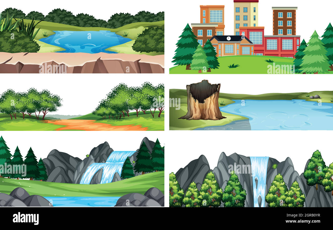 Set of nature landscape Stock Vector Image & Art - Alamy