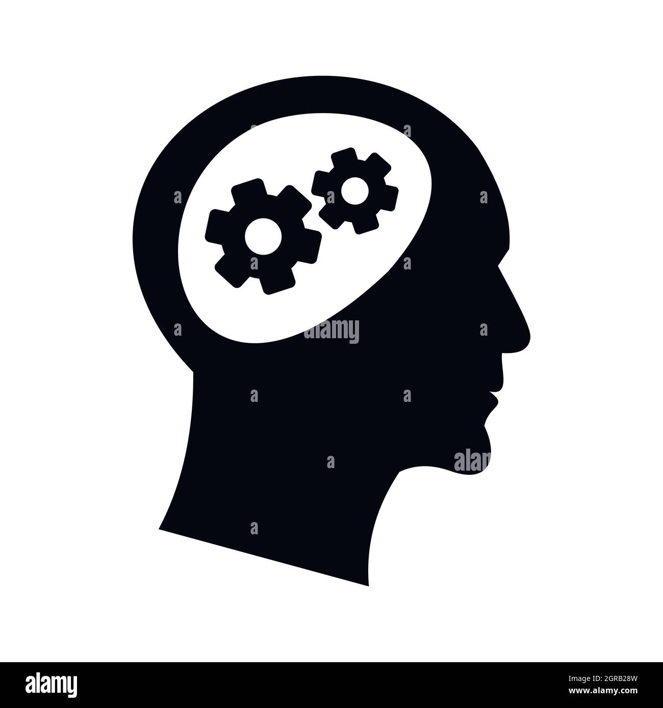 Gear in head icon, simple style Stock Vector
