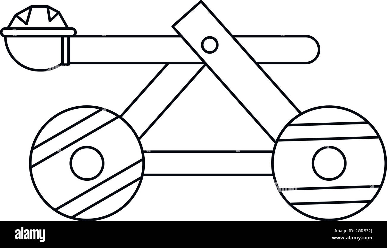 Wooden catapult icon, outline style Stock Vector