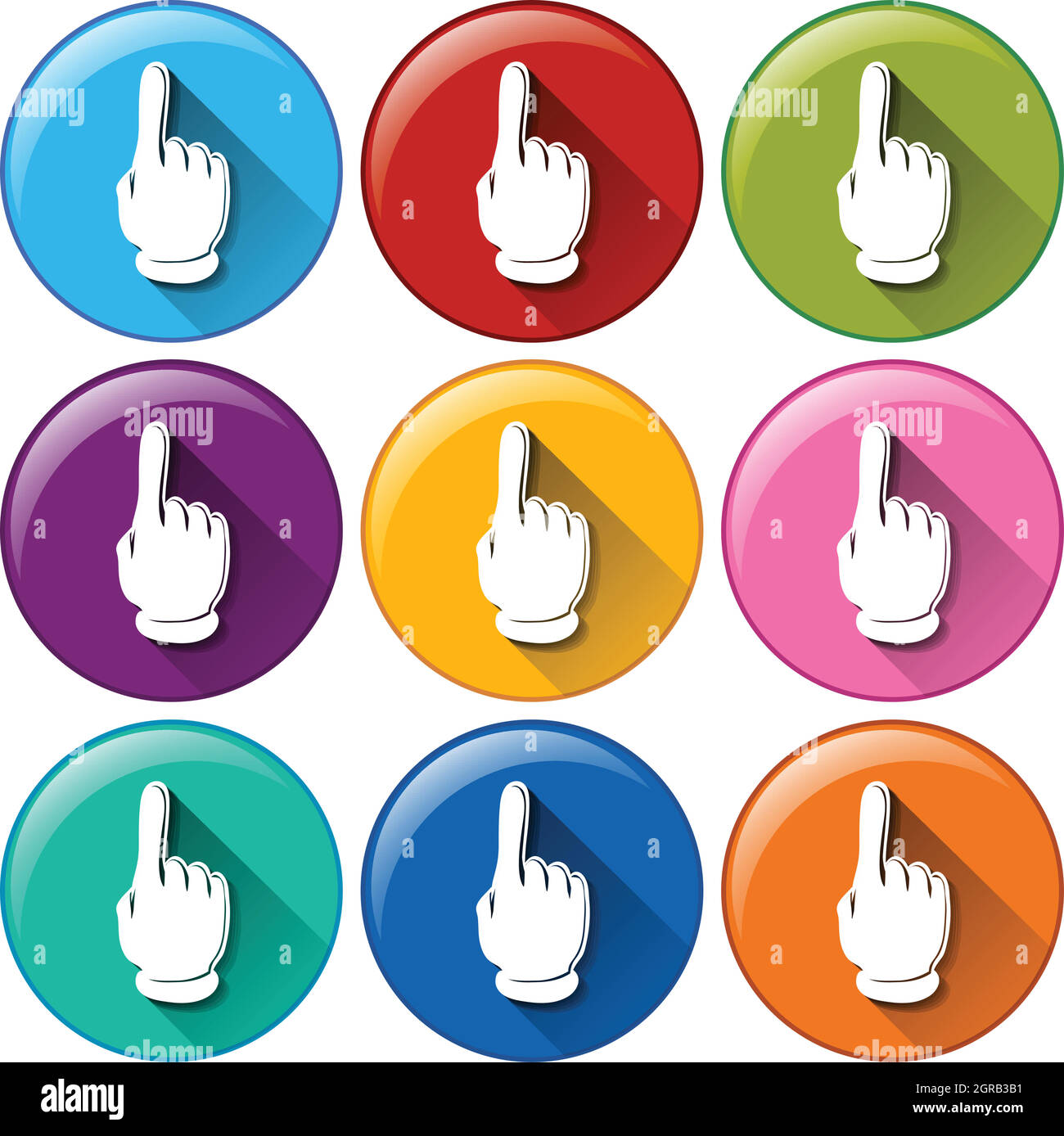 Buttons with fingers pointing upwards Stock Vector