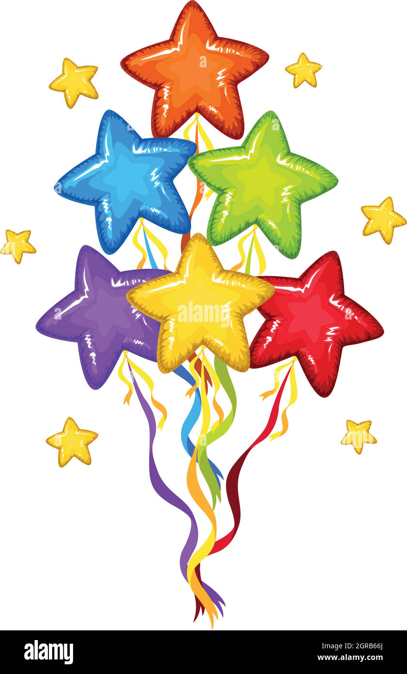 Star shape balloons in many colors Stock Vector