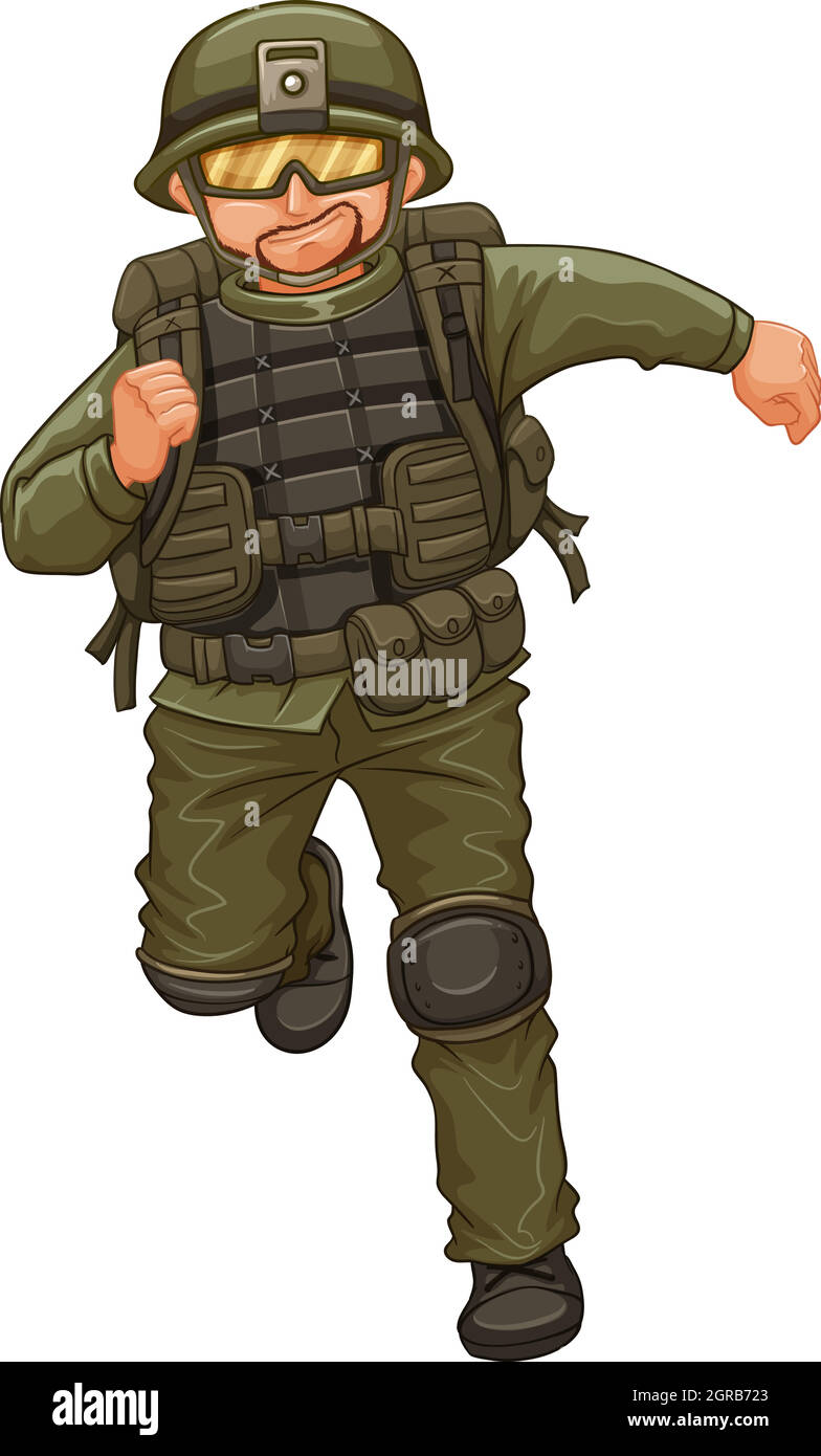 Man in military suit running Stock Vector