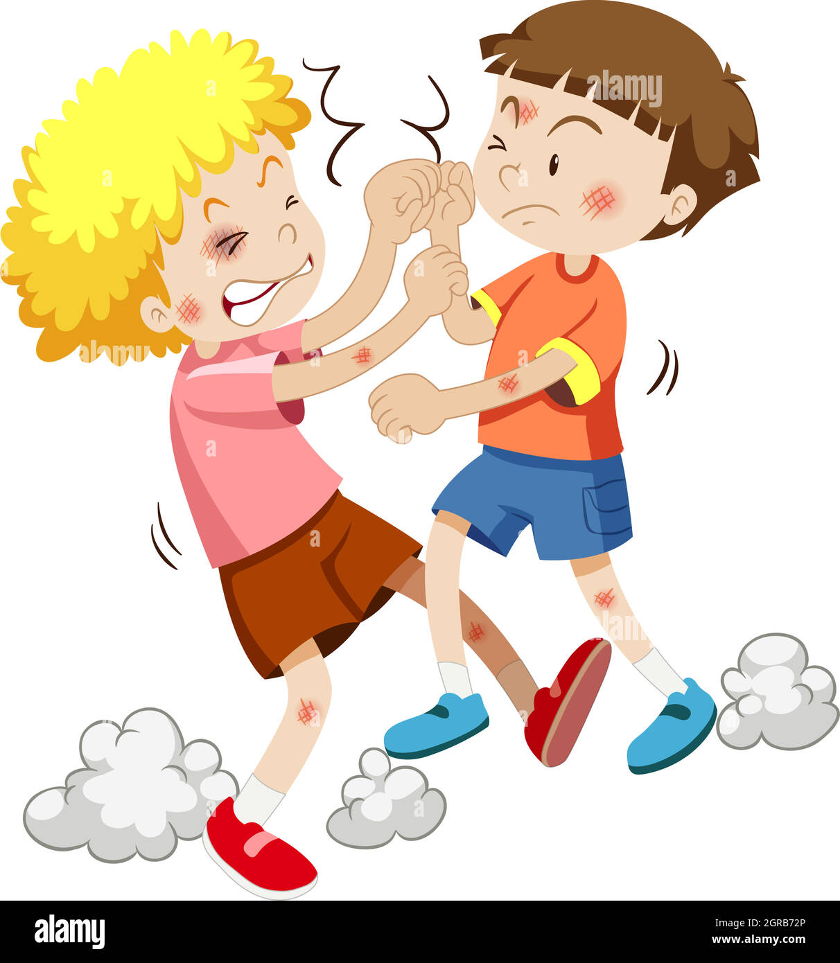 Two boy fighting each other Stock Vector