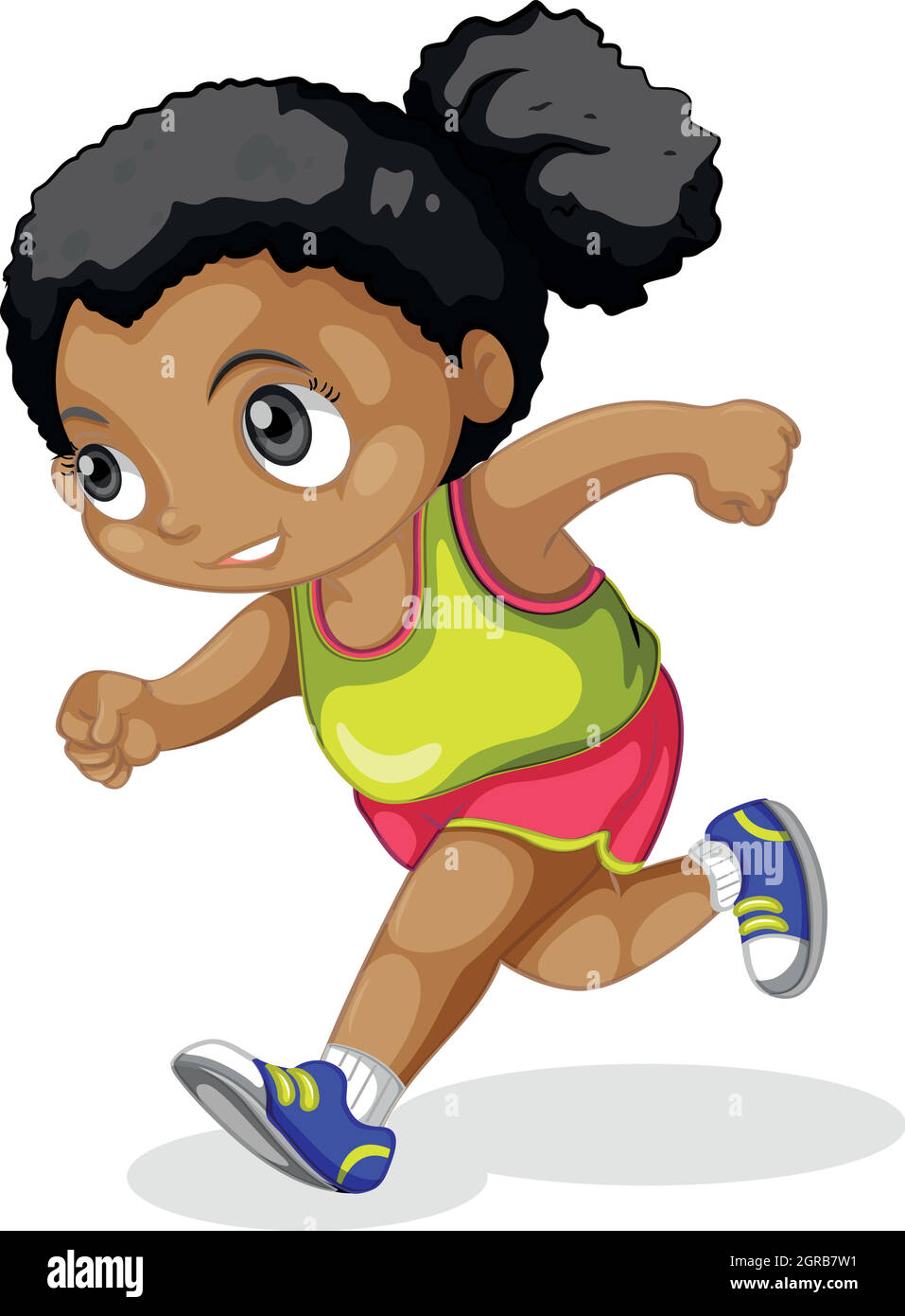 Young girl running white background Stock Vector