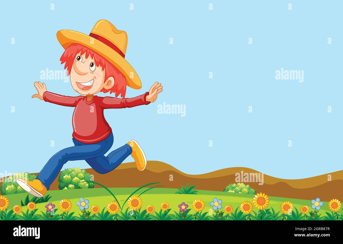 A happy man running in nature Stock Vector