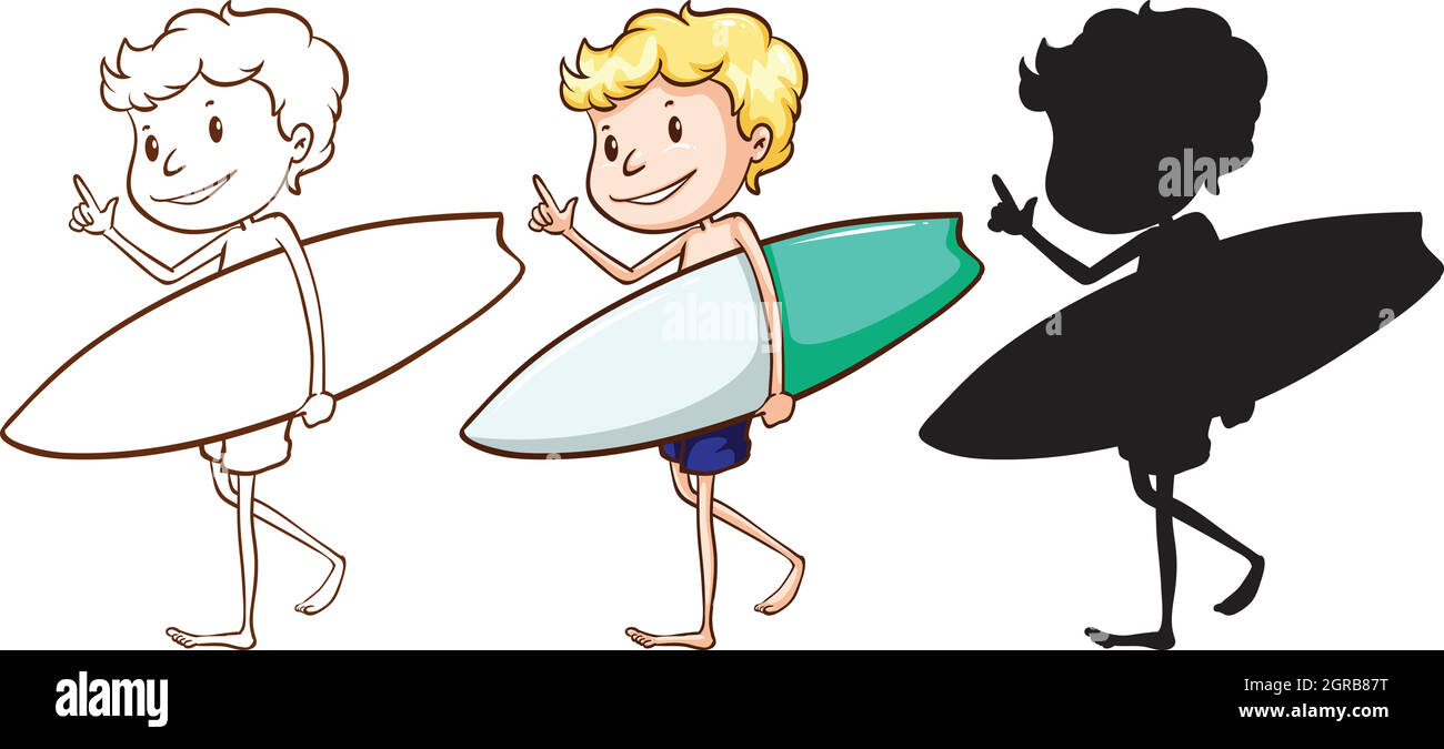 Sketches of a boy surfing Stock Vector Image & Art - Alamy