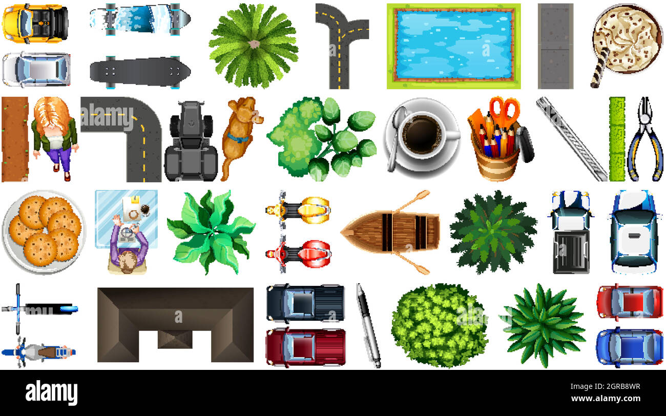 Set of aerial element park decorations isolated Stock Vector Image ...