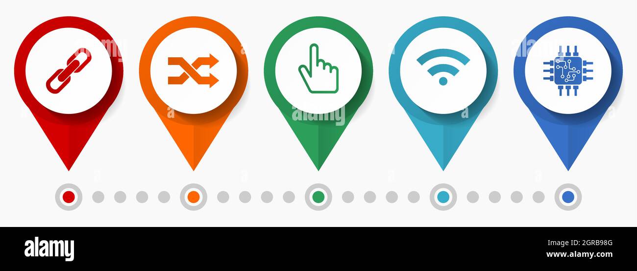 Web, internet, computer concept vector icon set, flat design pointers, infographic template Stock Vector