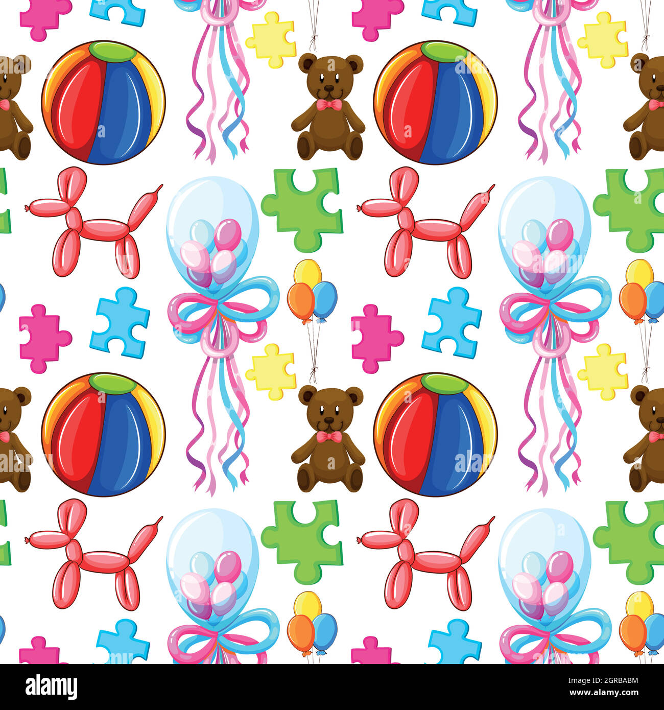 Seamless background with balloons and teddy bear Stock Vector Image