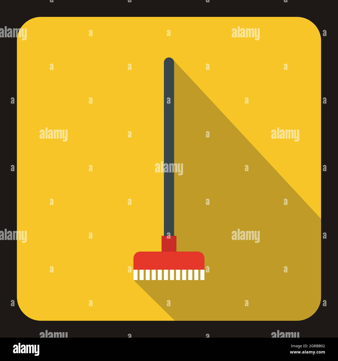 Red brush for a floor icon, flat style Stock Vector