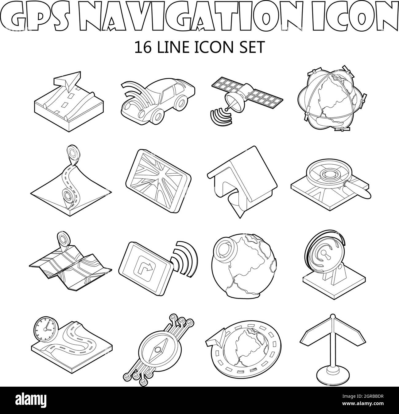Gps navigation icons set, outline style Stock Vector Image & Art - Alamy