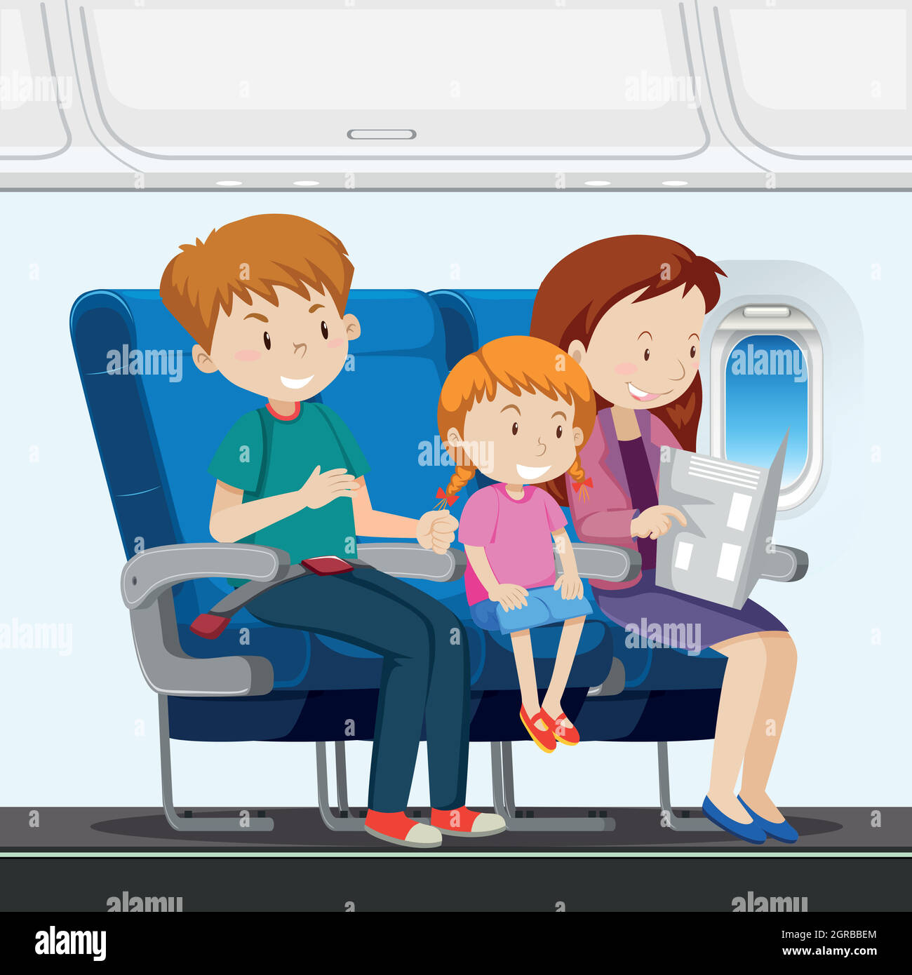 Family on the airplane Stock Vector
